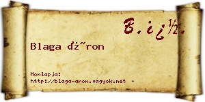 Blaga Áron névjegykártya